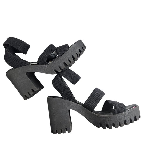 Madden NYC Womens Chunky Black Sandals Size 8 Lug Sole y2k Platform - Picture 6 of 9